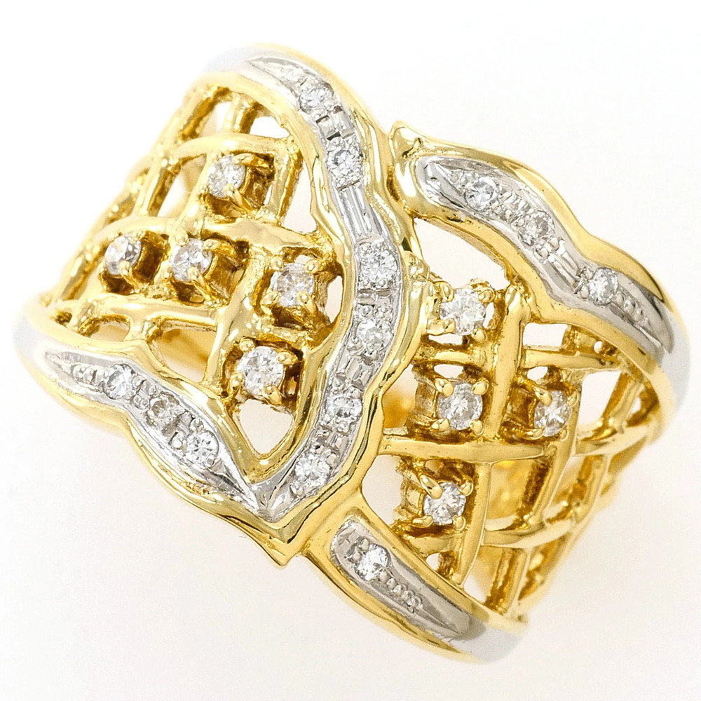 PT900 Platinum 18K Yellow Gold Ring with Diamond (carat mark not stamped), Ce...
